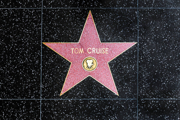 Los Angeles, USA - March  5, 2019: closeup of Star on the Hollywood Walk of Fame for Tom Cruise.