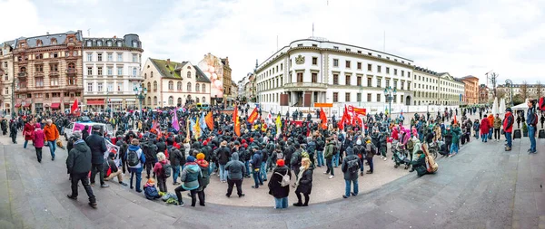 Wiesbaden Germania Marzo 2023 Persone Manifestano Cambiamento Del Versammlungsgesetz Eng — Foto Stock