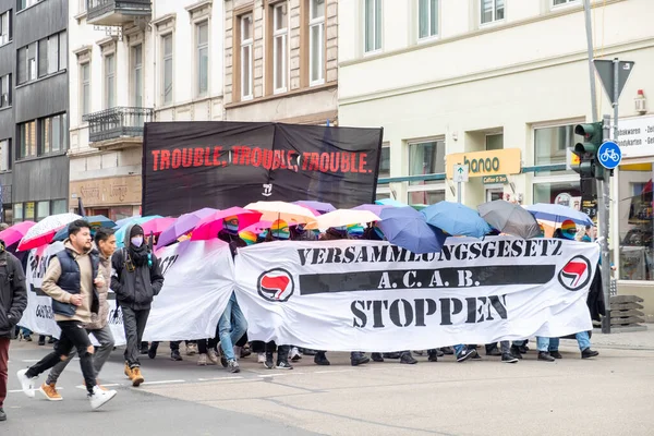 Wiesbaden Németország 2023 Március Emberek Versammlungsgesetz Eng Változásáért Tüntetnek Gyülekezési — Stock Fotó