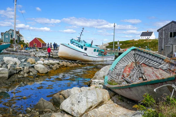 Peggys Cove Kanada Září 2018 Staré Shnilé Dřevěné Rybářské Lodě — Stock fotografie