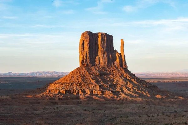 stock image scenic view to monument valley with camel butte and blue sky, USA