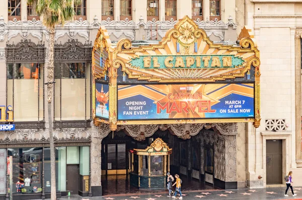 Los Angeles Usa Marca 2019 Hollywood Fasada Słynnego Kina Capitan — Zdjęcie stockowe