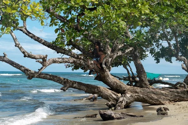Praia Cênica Cocles Lado Caribenho Costa Rica Puerto Viejo Talamanca — Fotografia de Stock