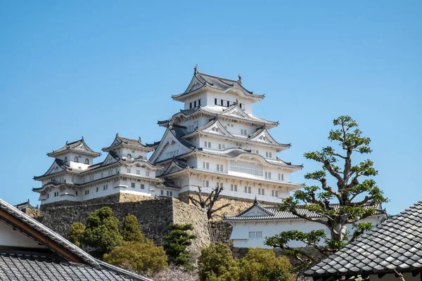 Замок Хімеджі Синьому Небі Місті Хімеджі Префектура Хьоґо Японії — стокове фото