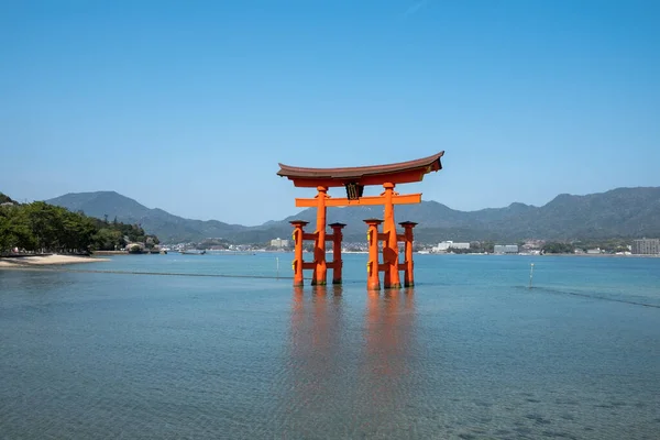 Berömda Itsukushima Shrine Ett Unescos Världsarv Beläget Miyajima Nära Staden — Stockfoto