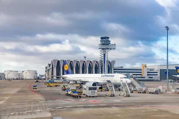 Francoforte Germania Febbraio 2022 Cattive Condizioni Meteo All Aeroporto Francoforte — Foto Stock