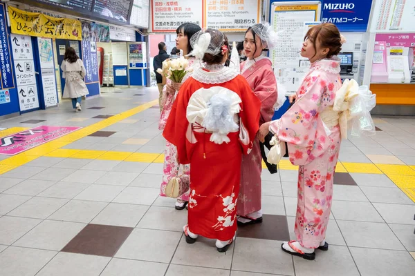 Токіо Японія Березня 2023 Року Жінки Одягнені Традиційний Одяг Гейси — стокове фото