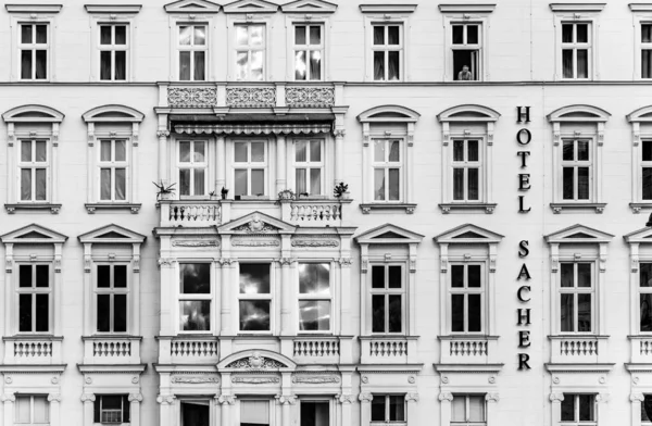 Wiedeń Austria Kwietnia 2009 Fasada Hotelu Sacher Wiedniu Austria Prywatny — Zdjęcie stockowe