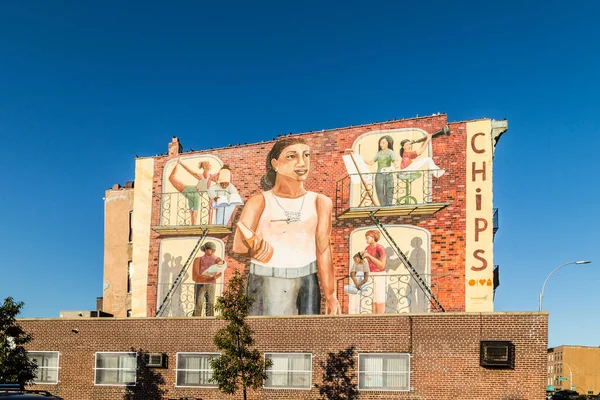 New York Usa October 2015 Murals Wall Paintings Old Houses — Stock Photo, Image
