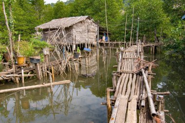 Tayland 'daki Koh Chang adasında küçük bir balıkçı köyü.