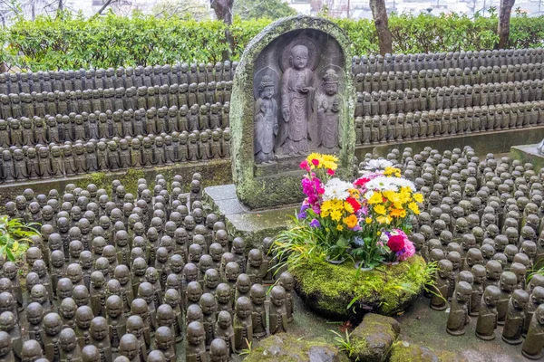 Vista Cientos Pequeñas Estatuas Del Bodhisattva Jizo Templo Hase Kamakura — Foto de Stock