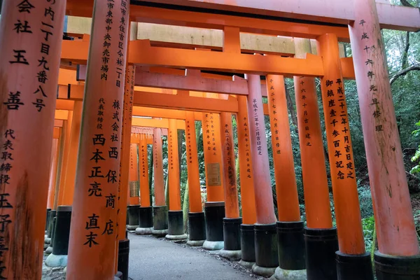 Kyoto Japan Mars 2023 Kolumner Vid Den Ikoniska Fushimi Enare — Stockfoto
