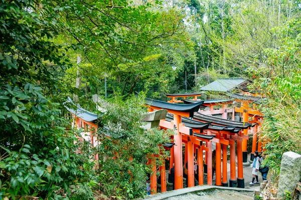 Kjóto Japonsko Března 2023 Sloupce Ikonické Svatyni Fushimi Inari — Stock fotografie