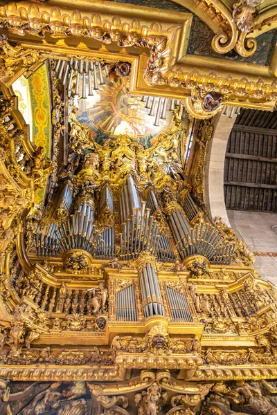 Braga Portugal Maio 2023 High Choir Golden Decoration Organs Braga — Fotografia de Stock