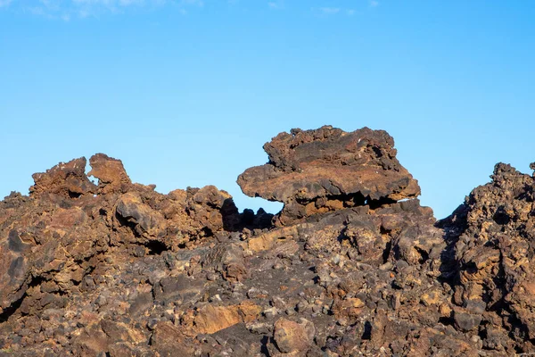 Koude Lava Detail Timanfaya Natiopnal Park Lanzarote Lijkt Een Dierenkop — Stockfoto