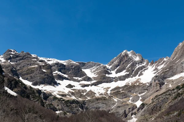 Блискучі Вершини Пунта Фелькіораль Піко Пінета Взимку Можна Побачити Долині — стокове фото