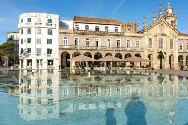 Portekiz Braga Şehrinin Tarihi Merkezindeki Praca Republica Nın Gündoğumu Görüntüsü — Stok fotoğraf