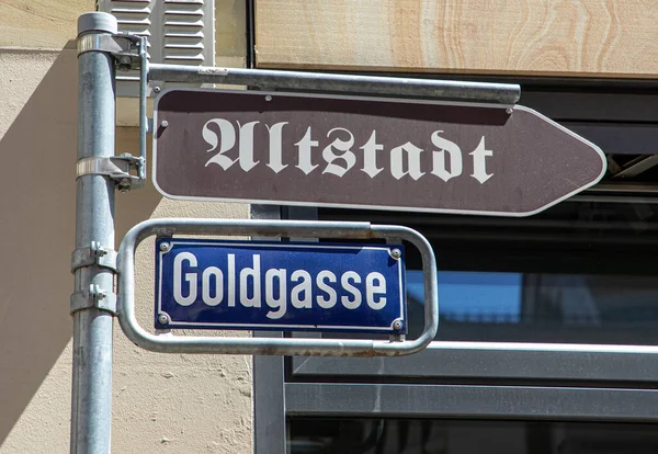 Sokak Adı Goldgasse Altstadt Engl Road Gold Old Town Almanya — Stok fotoğraf