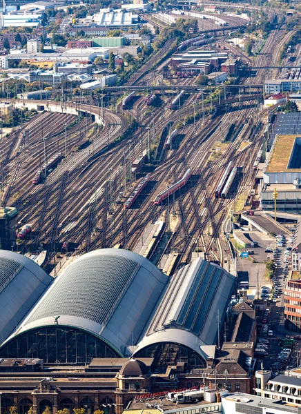 Aerial Central Train Station Frankfurt Germany — Stock Photo, Image