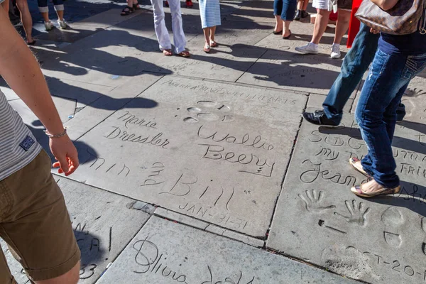 Los Angeles Usa June 2012 Handprints Stars Hollywood Concrete Chinese — Stock Photo, Image