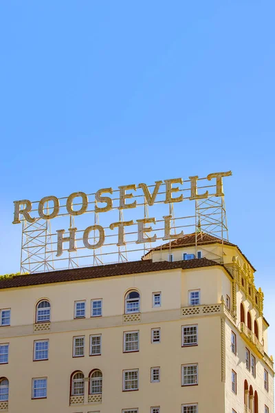 Los Ángeles Junio 2012 Fachada Del Histórico Roosevelt Hotel Hollywood — Foto de Stock