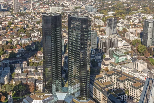 德国法兰克福 2011年10月1日 法兰克福航空与摩天大楼 并查看德意志银行总部 德国银行 — 图库照片