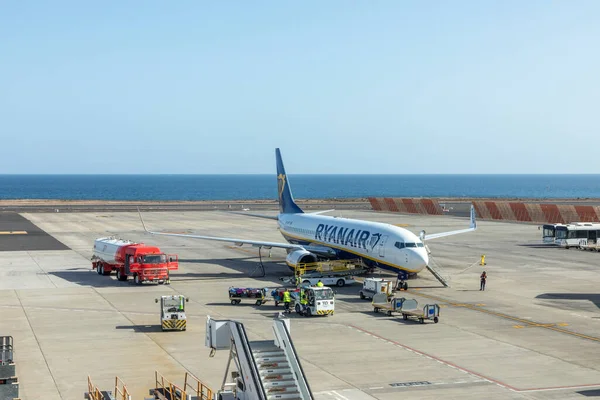 Lanzarote Spain February 2023 Aircraft Apron Airport Cesar Manrique Arrecife — Stock Photo, Image