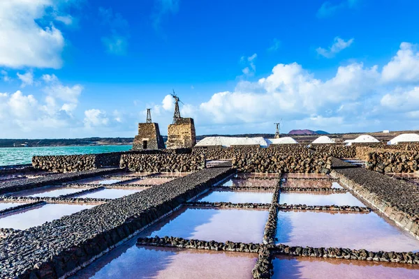 Salt Raffinaderi Saltlösning Från Janubio Lanzarote Spanien — Stockfoto