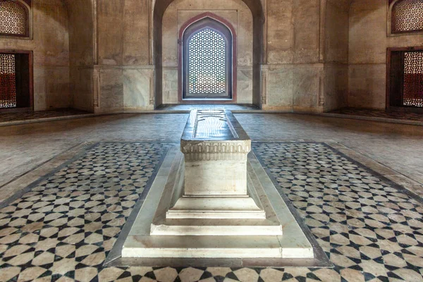 Dillí Indie Listopad 2011 Krásná Podlaha Mramorovou Rakví Ornamenty Islámském — Stock fotografie