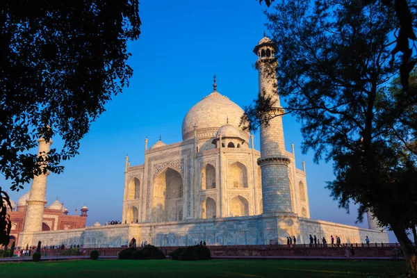 Taj Mahal Luz Mañana Con Inscripción Del Coran Letra Árabe —  Fotos de Stock