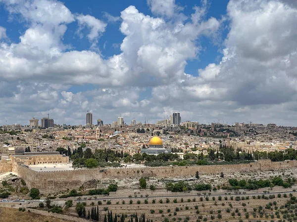 Aksa Camii Ile Kudüs Ufuk Çizgisi Srail — Stok fotoğraf