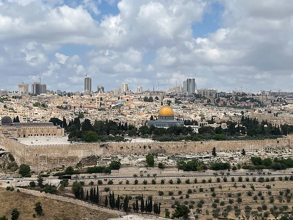 Aksa Camii Ile Kudüs Ufuk Çizgisi Srail — Stok fotoğraf