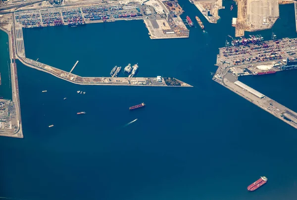 Aerial View Harbor Aerea San Pedro Terminal Island Big Ships — Stock Photo, Image