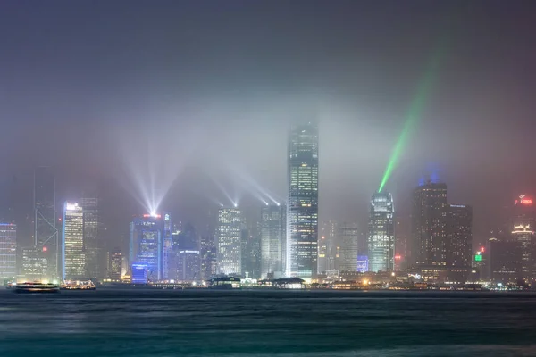 Kowloon Hongkong Januar 2010 Hongkongs Berühmte Laser Harber Show Vom — Stockfoto