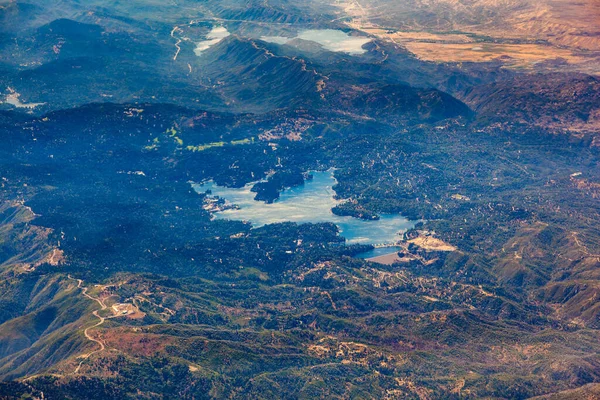 Aerial View Lake Arrowhead California Usa Blue Pond Mountain Forests — Stock Photo, Image