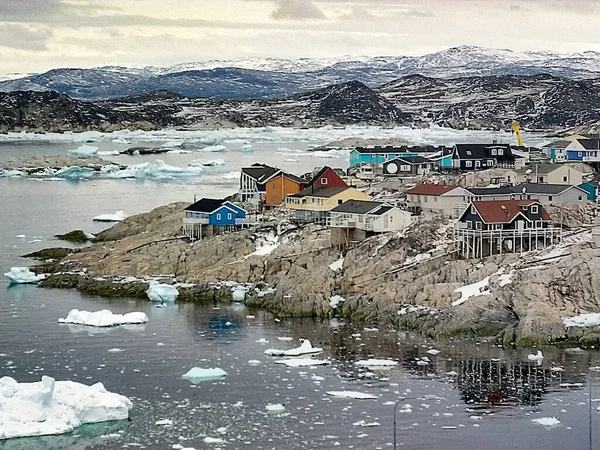 Ilulissat Pequena Aldeia Groenlândia Com Famoso Ilulissat Icefjord — Fotografia de Stock