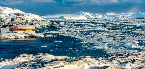 Ilulissat Liten Grönland Med Berömda Ilulissat Icefjord — Stockfoto