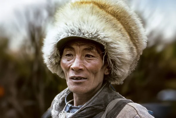 Lhasa China April 1987 Portret Van Lokale Bevolking Uit Heuvels — Stockfoto