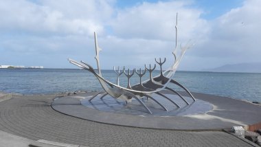 Güneş Voyager Heykeli, liman, Reykjavik, İzlanda, Kutup Bölgeleri