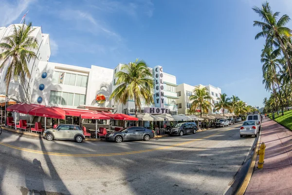 Miami Usa Aug 2014 Famous Ocean Drive Avenue Miami Beach — Stock Photo, Image
