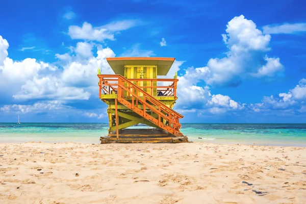 Život Strážní Věže South Beach Miami Florida Západu Slunce — Stock fotografie