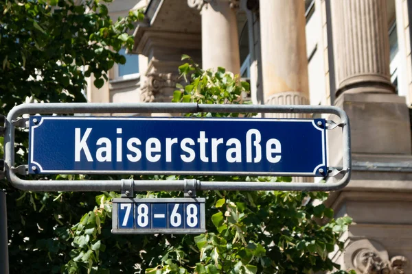 Streetsign Name Kaiserstrasse Engl Emperors Street Frankfurt Germany — Stock Photo, Image