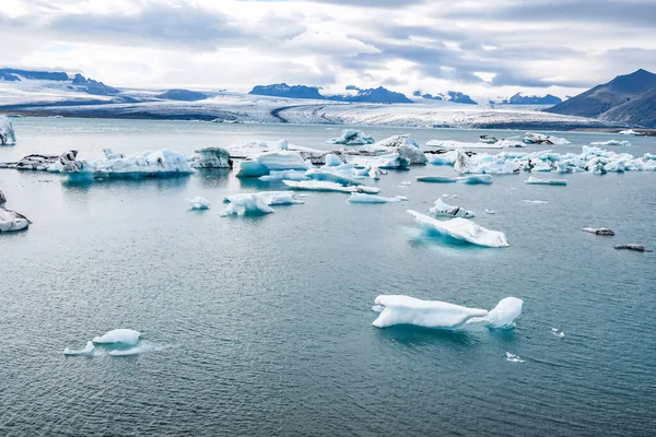 Lagoa Joekulsar Com Icebergs Glaciar Erosão Islândia — Fotografia de Stock