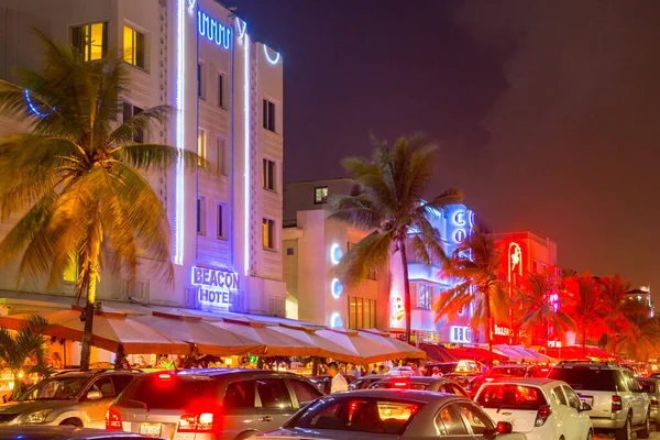 Miami Usa August 2014 Udsigt Langs Ocean Drive Langs South - Stock-foto