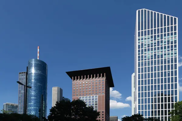 Vista Panorámica Horizonte Frankfurt Con Rascacielos Propiedad Bancos Alemania —  Fotos de Stock