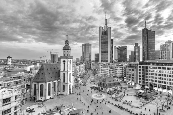 Frankfurt Nad Menem Niemcy Kwietnia 2014 Widok Panoramę Miasta Hauptwache — Zdjęcie stockowe