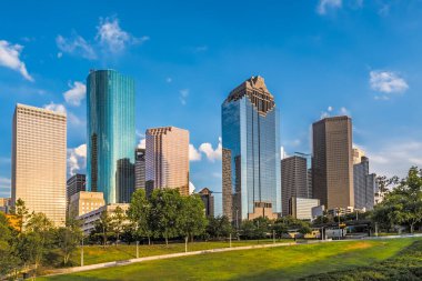 houston Cityscape geç öğleden sonra ışık