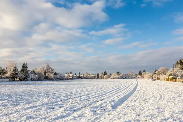 Scenic Winter Landscape Munich Allach Bavaria Germany — Stock Photo, Image