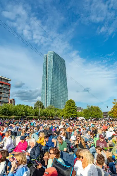 Frankfurt Tyskland Augusti 2023 Folk Njuter Utomhusfestivalen Med Synfony Orkester — Stockfoto