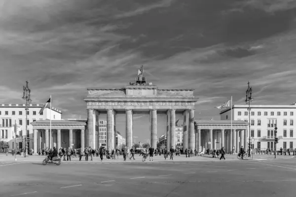Berlín Alemania Octubre 2014 Vista Puerta Brandenburger Por Mañana Temprano — Foto de Stock